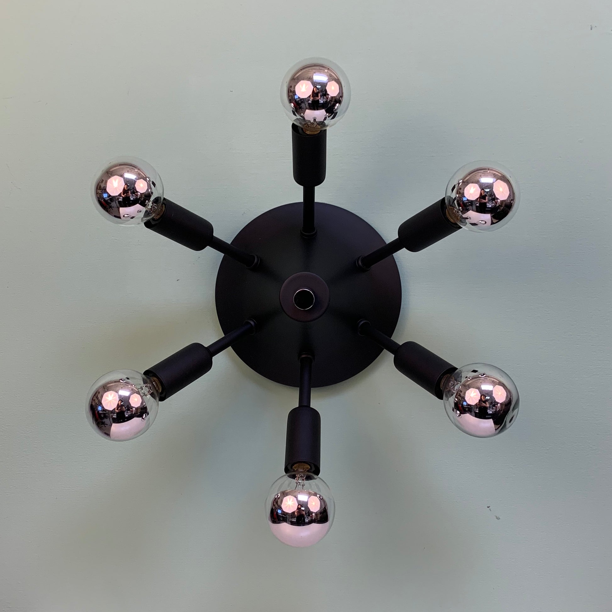 Grand Starlight Mid Century Modern Flush Mount Sputnik in Matte Black