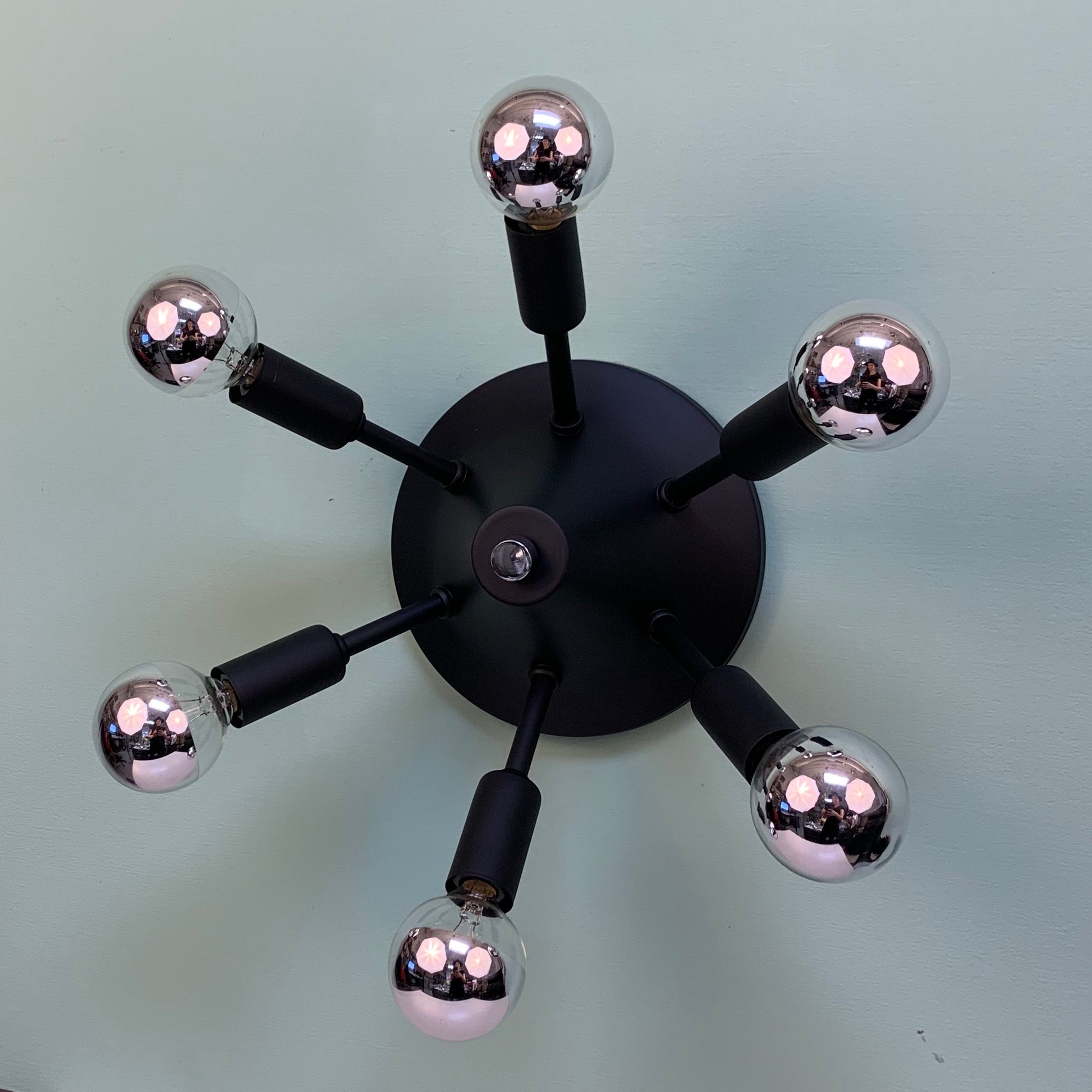 Grand Starlight Mid Century Modern Flush Mount Sputnik in Matte Black
