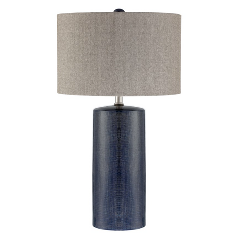 Jacoby Navy Blue Ceramic Table Lamp with Linen Shade by Lite Source