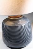 Lismore Retro Blue Ceramic Table Lamp with Linen Shade by Lite Source