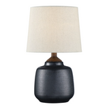 Lismore Retro Bronze Ceramic Table Lamp with Linen Shade by Lite Source