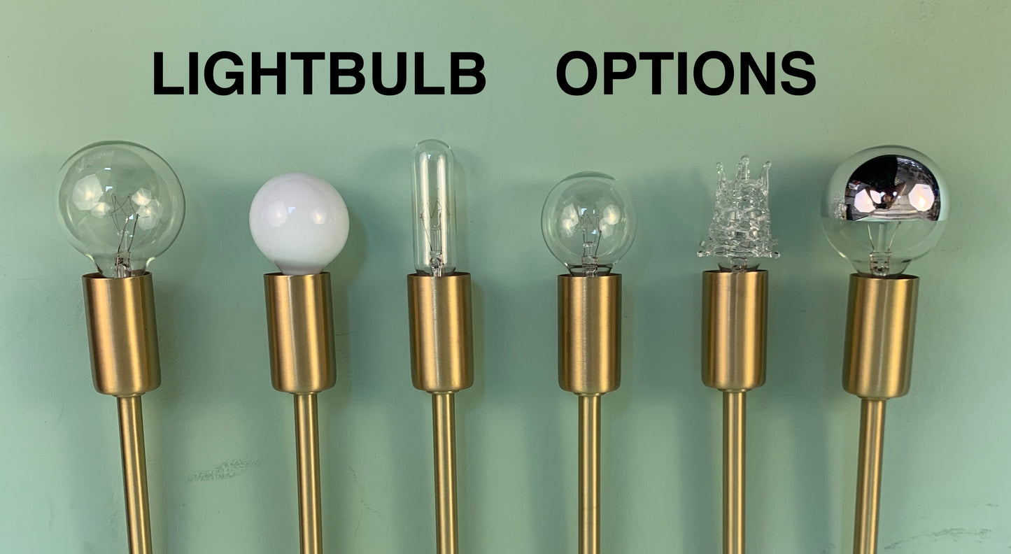 Lightbulb Options for Sputnik Chandeliers by Practical Props