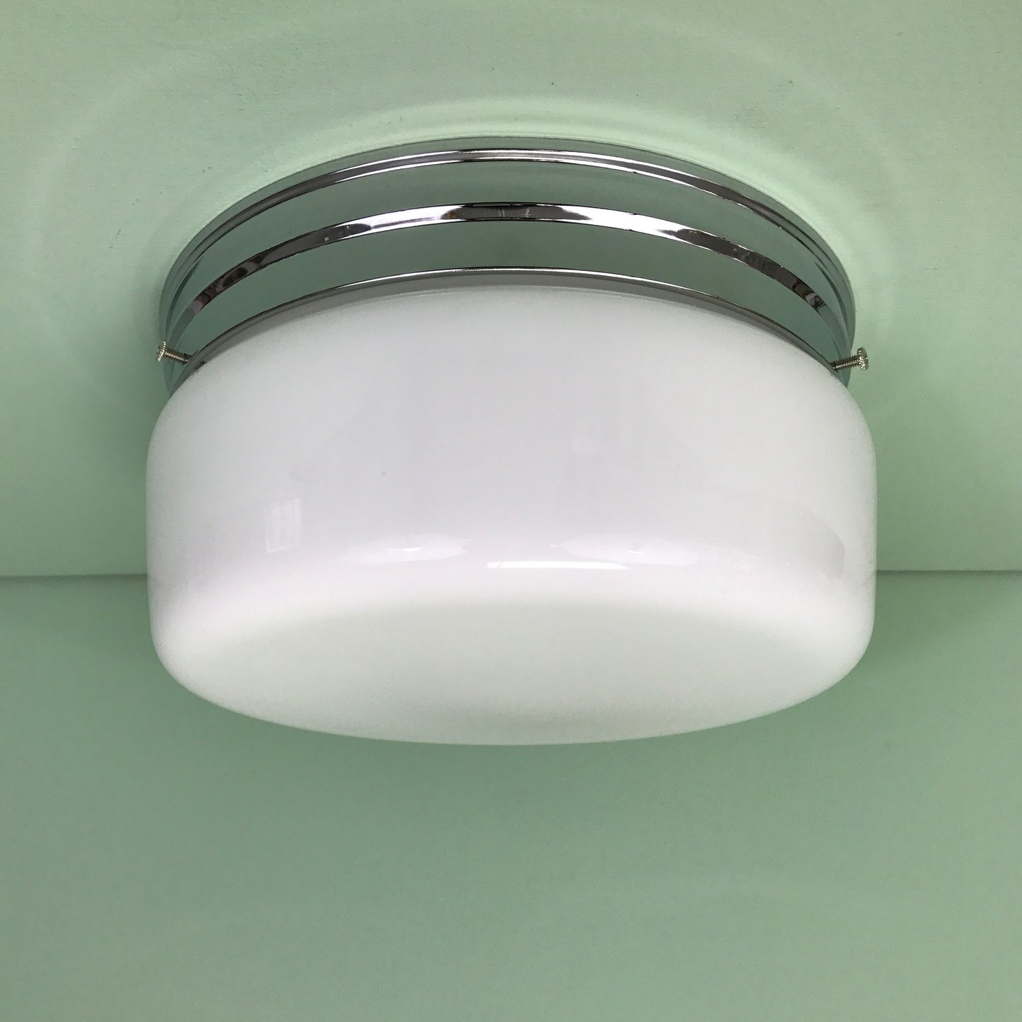 10" Classic Opal Glass Flush Mount Light Chrome