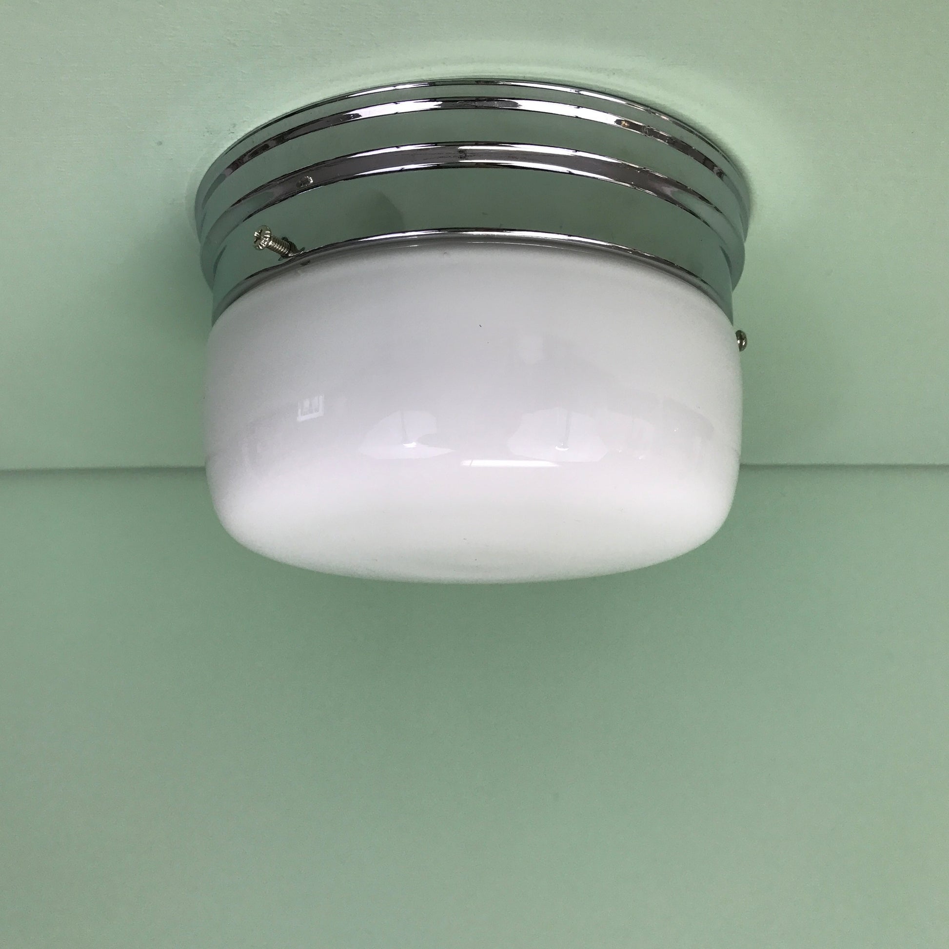 6" Classic Opal Glass Flush Mount Ceiling Light Chrome