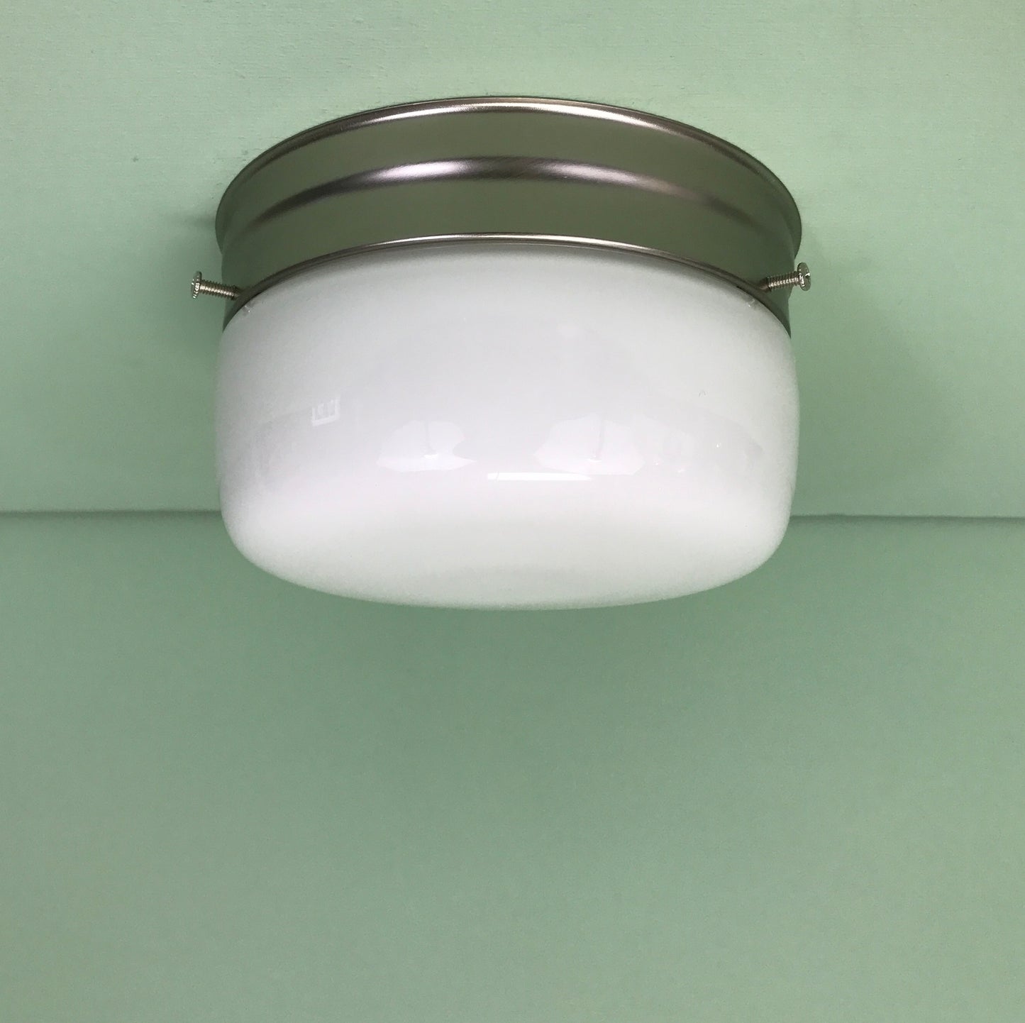 6" Classic Opal Glass Flush Mount Ceiling Light Satin Nickel