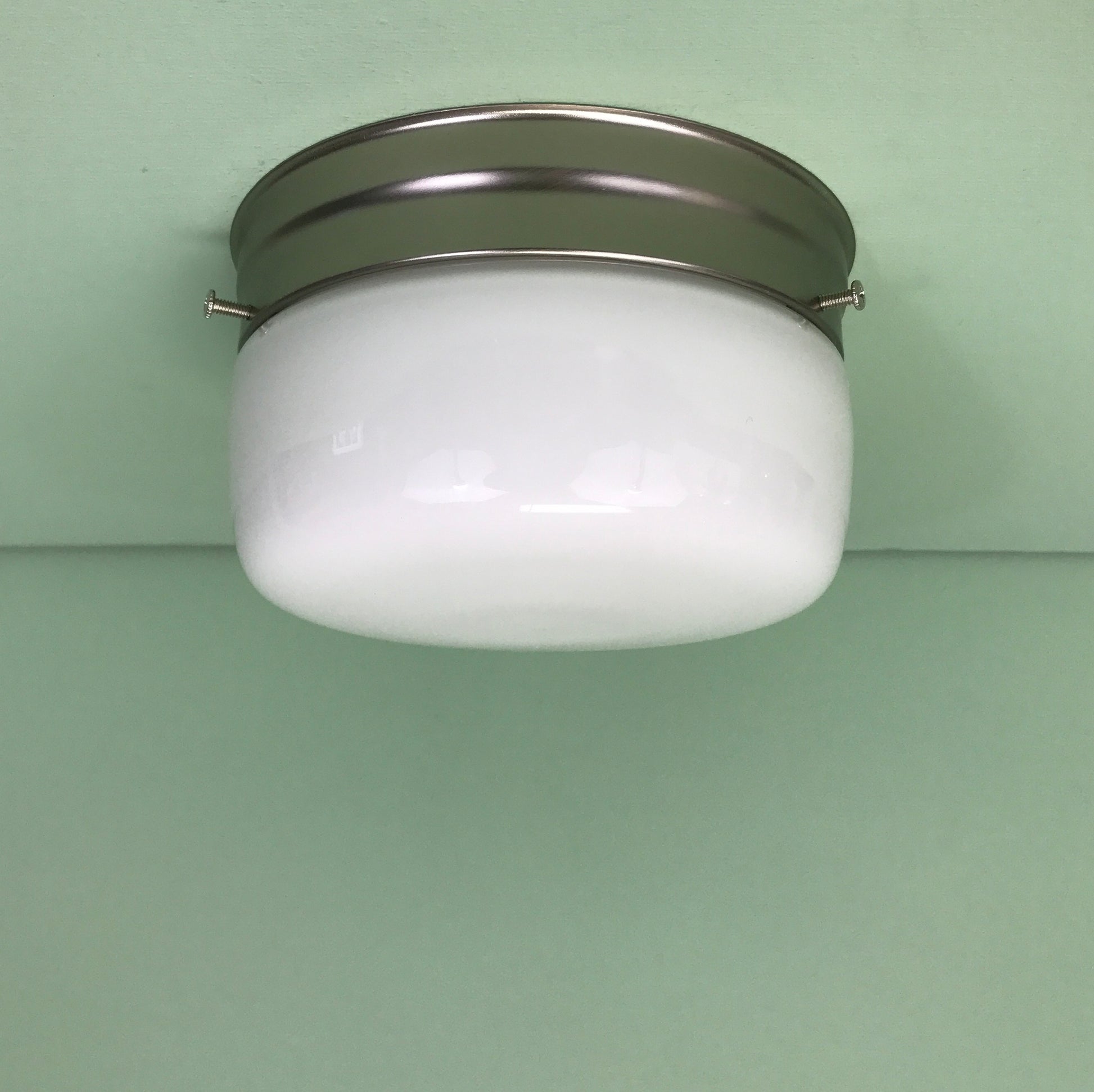 6" Classic Opal Glass Flush Mount Ceiling Light Satin Nickel