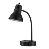 Pagan Matte Black Adjustable Gooseneck Desk Lamp with outlet USB port by Lite Source