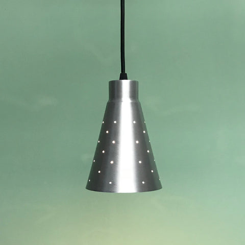 Mid Century Modern Pinhole Pendant Light in Satin Aluminum