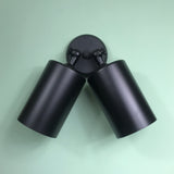 2111 Exterior Double Cylinder Modern Wall Sconce Satin Black