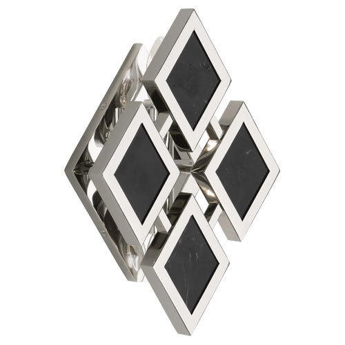 Edward Diamond Marble Wall Sconce Retro Light Fixture in Polished Nickel by Robert Abbey
