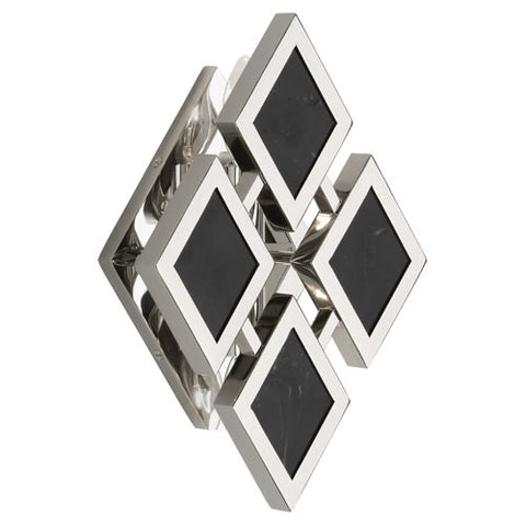 Edward Diamond Marble Wall Sconce Retro Light Fixture in Polished Nickel by Robert Abbey