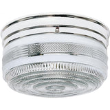10" Retro Crystal and White Glass Flush Mount Drum Ceiling Fixture in Polished Chrome