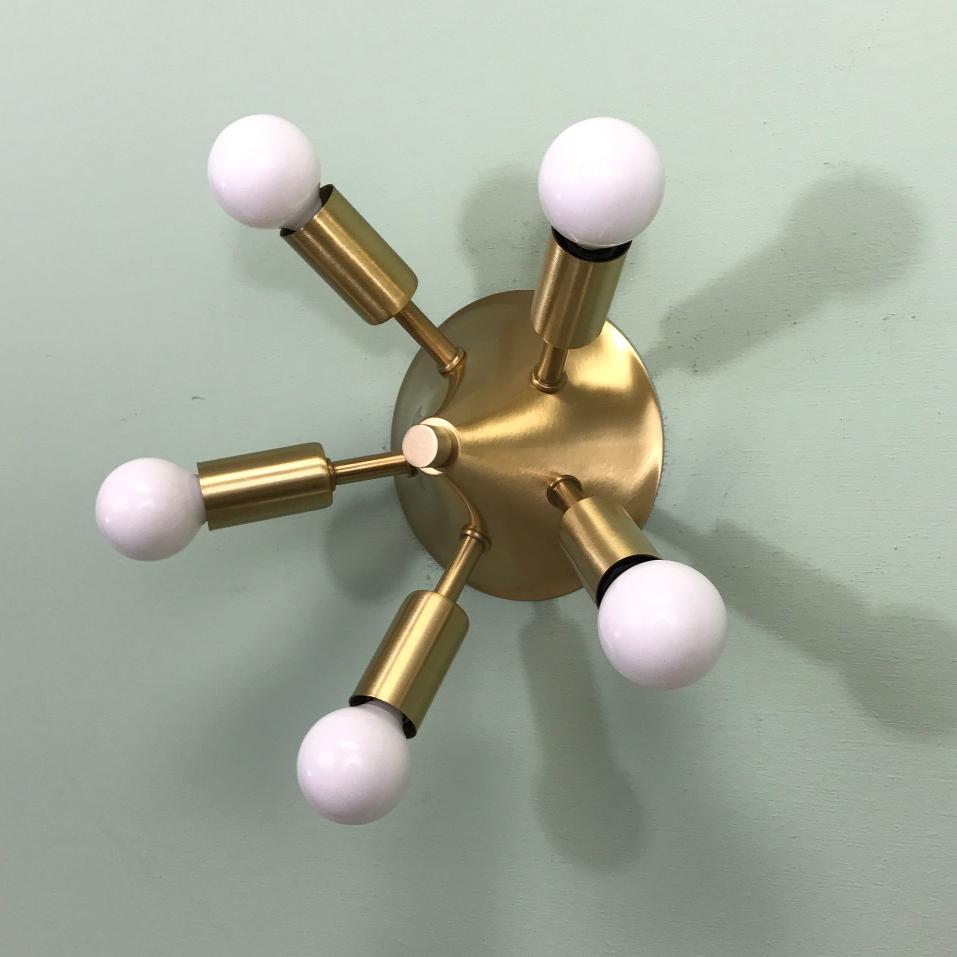 Starlight Midcentury Modern Flush Mount Light Fixture Satin Brass