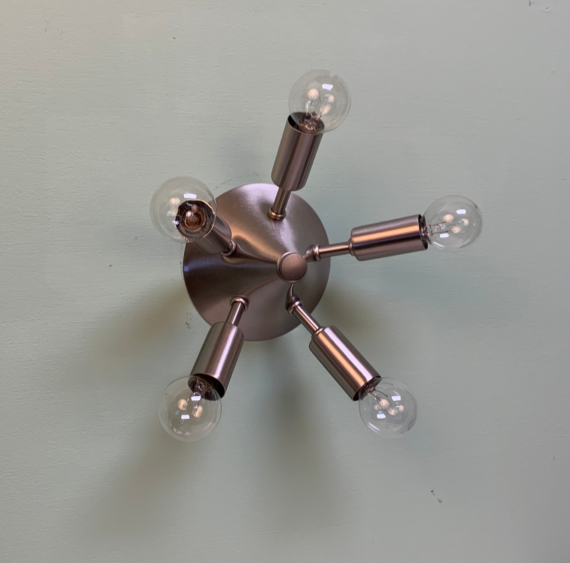 Starlight Midcentury Modern Flush Mount Light Fixture in Satin Nickel