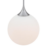 Moretti LED Modern Globe Pendant in Brushed Nickel with Frosted Glass