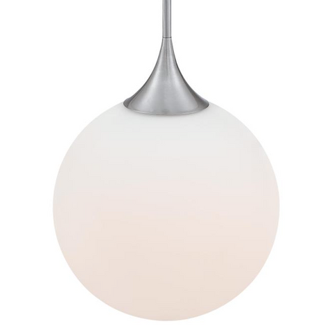 Moretti LED Modern Globe Pendant in Brushed Nickel with Frosted Glass
