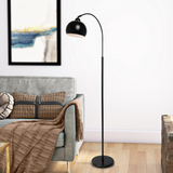 Palesa Modern Ark Floor Lamp in Polished Steel or Satin Black by Lite Source