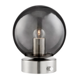 Reon Brushed Brass Modern Globe Table Lamp - Satin Nickel + Smoked Globe Accent Lamp