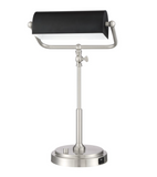 Caileb LED Modern Banker Lamp in Aged Brass or Satin Nickel 