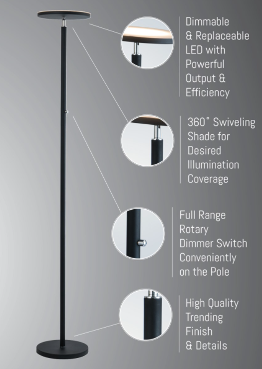 Torchiere floor lamp best sale with dimmer switch