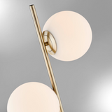 Lencho 2-Light Modern Frosted Globe Floor Lamp in Brass or Black 