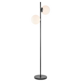 Lencho 2-Light Modern Frosted Globe Floor Lamp in Brass or Black 