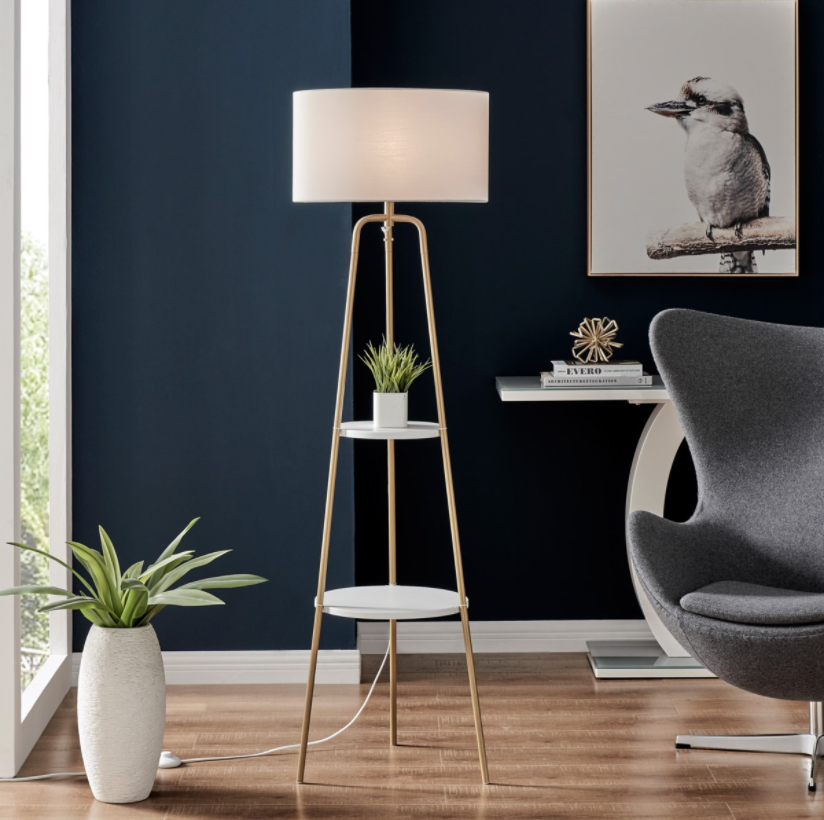 Patterson Gold & White Floor Lamp