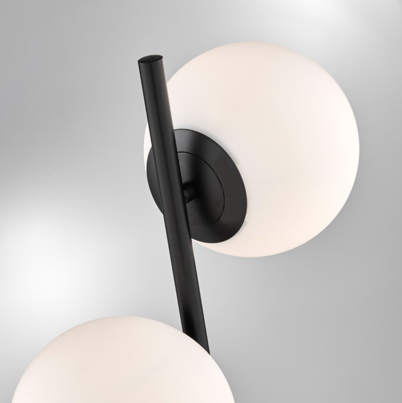 Lencho 2-Light Modern Frosted Globe Table Lamp in Brass or Blac