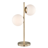Lencho 2-Light Modern Frosted Globe Table Lamp in Brass or Blac