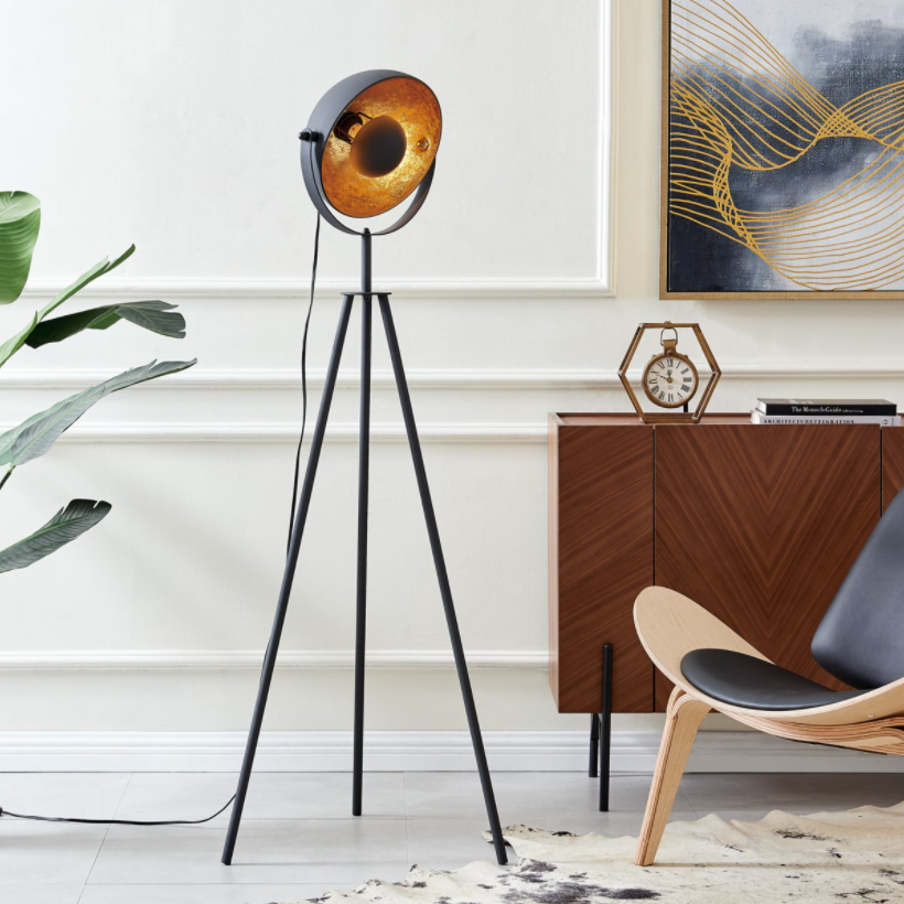 Gothard Black & Gold Tripod Floor Lamp