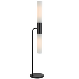 Dulance Modern Black + Frosted Glass Cylinder 2 Light Floor Lamp