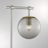 Lencho Modern Smoked Globe Table Lamp by Lite Source - Brushed Brass or Satin Nickel