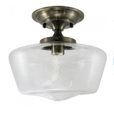 12" Clear Glass Schoolhouse Semi-Flush Mount Fixture by Practical Props