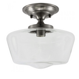 12" Clear Glass Schoolhouse Semi-Flush Mount Fixture by Practical Props