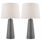 LS-23580GRY/2PKPair of Retro Midcentury Modern Gray Ceramic Table Lamps with Shades