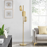 Qwin Modern Brass 3-Light LED Floor Lamp