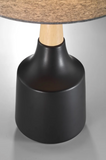 Genson Retro MCM Black Ceramic & Birch Wood Table Lamp with Linen Drum Shade