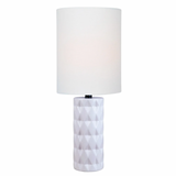 Delta Retro Modern Geometric Textured Table Lamp with Linen Shade