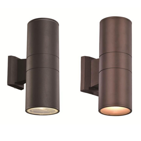 LED Up-Down Cylinder Exterior Compact Pocket 2-Light Wall Sconce 