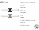 Ackerman 24" Rectangular LED Linear Cylinder Vanity Wall Sconce in Satin Black or Brushed Nickel