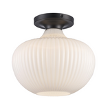 Aristo Ribbed Glass Oval Flush-mount Modern Ceiling Light in Brass or Black 