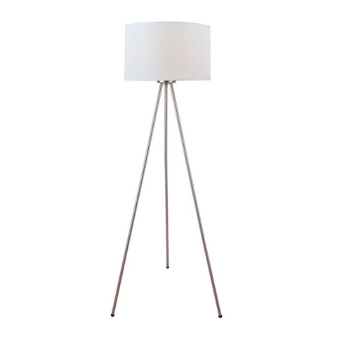 Tullio Modern Tripod Silver Floor Lamp with Linen Drum Shade by Lite Source