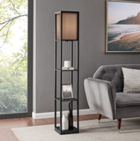 Tisha Floor Lamp with Burlap Shade and Shelf Storage by Lite Source