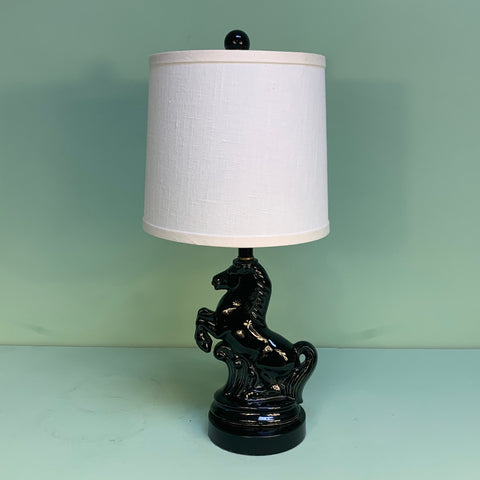 Vintage ceramic stallion horse accent table lamp