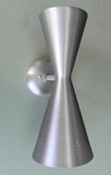 Midcentury Modern Bowtie Pinhole Dual Cone Wall Sconce Light Satin Aluminum
