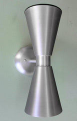 Exterior Dual Cone Wall Sconce Midcentury Modern Outdoor Light Fixture Aluminum