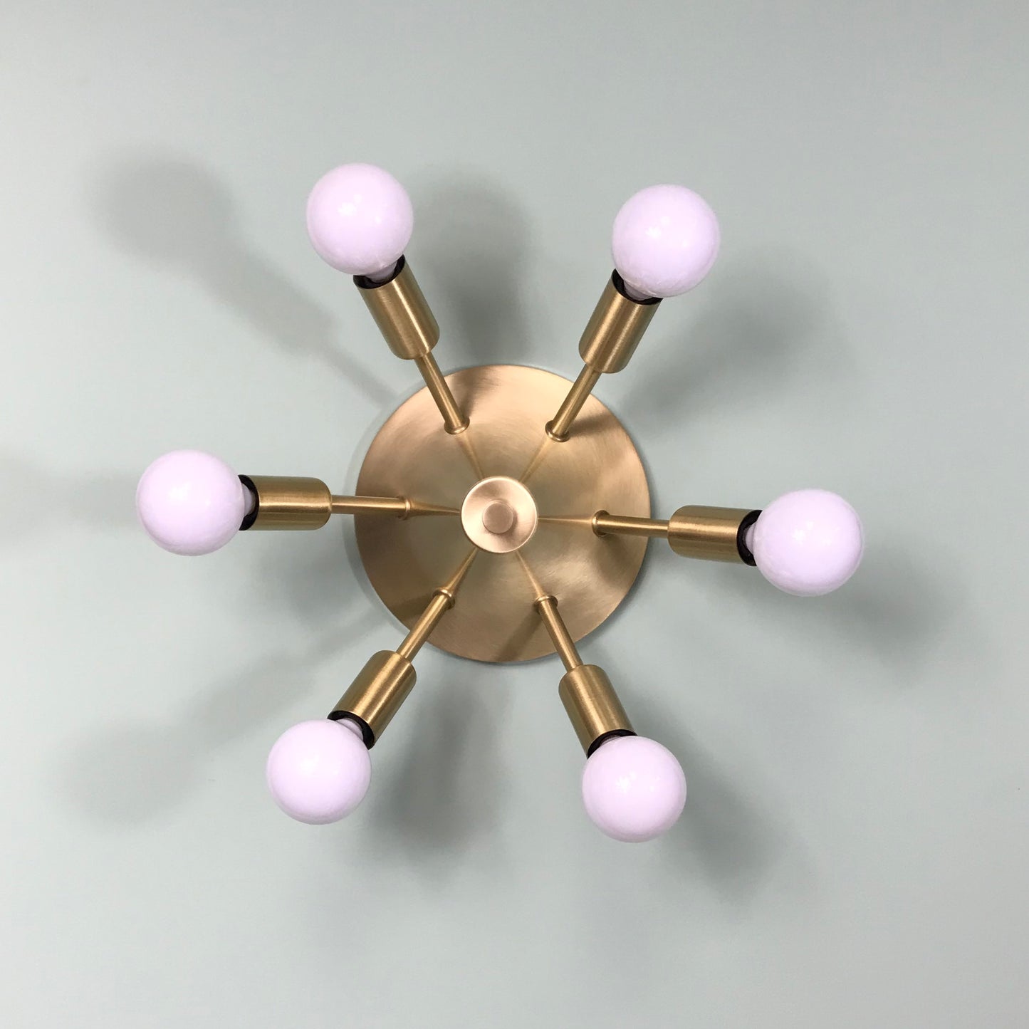 Grand Starlight Mid Century Modern Flush Mount Sputnik in Satin Brass