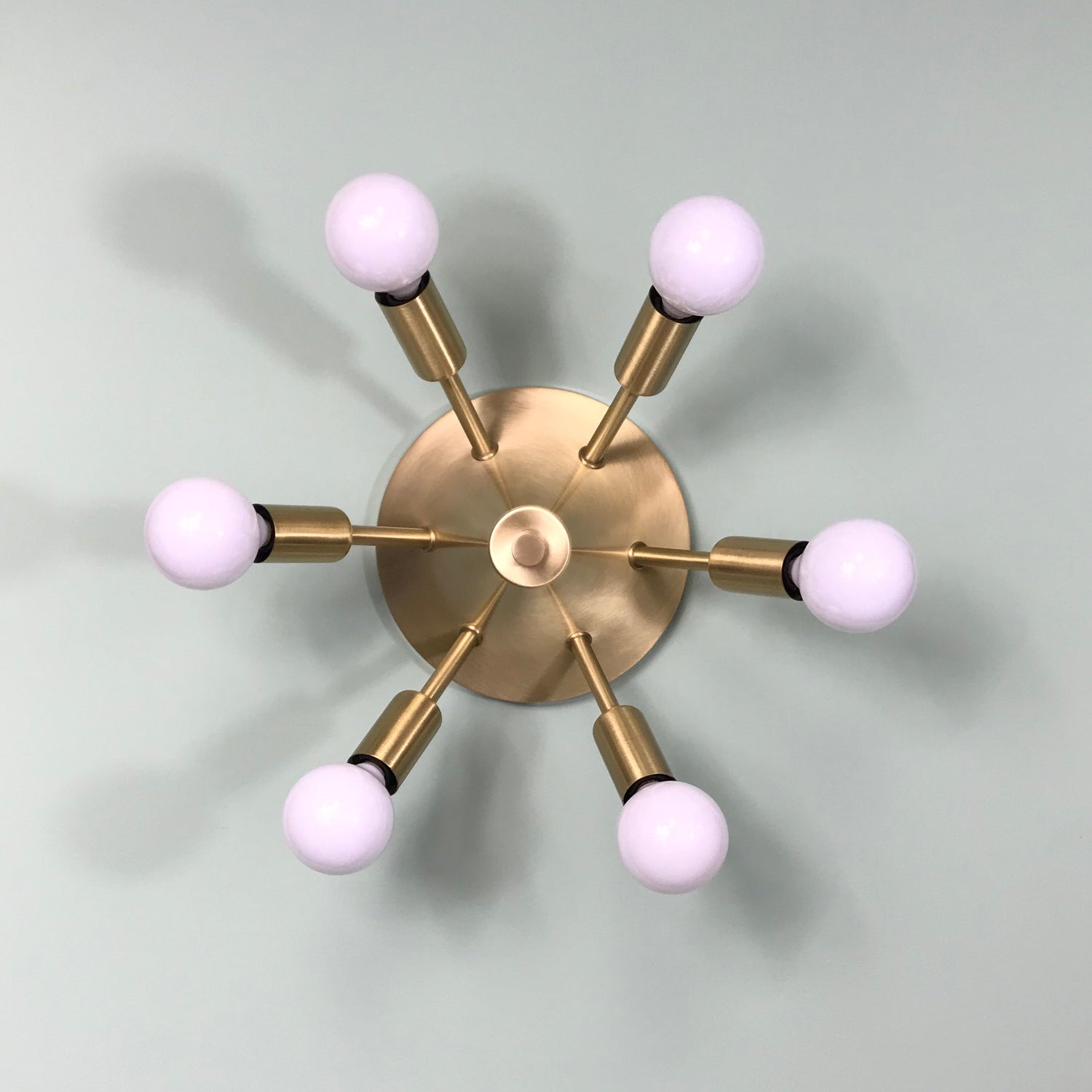 Grand Starlight Mid Century Modern Flush Mount Sputnik in Satin Brass