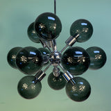 Vintage Lightolier Chrome Sputnik Chandelier with Smoked Globes - Practical Props