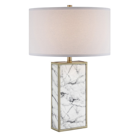 MOLLIA FAUX MARBLE TABLE LAMP WITH LINEN SHADE LS-23177